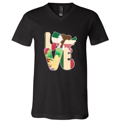 LOVE Black History Month Strong African Girl Gift V-Neck T-Shirt