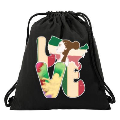 LOVE Black History Month Strong African Girl Gift Drawstring Bag