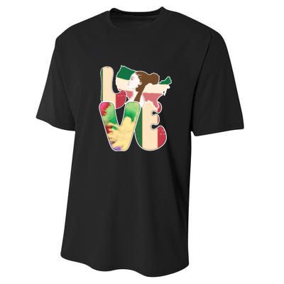 LOVE Black History Month Strong African Girl Gift Performance Sprint T-Shirt