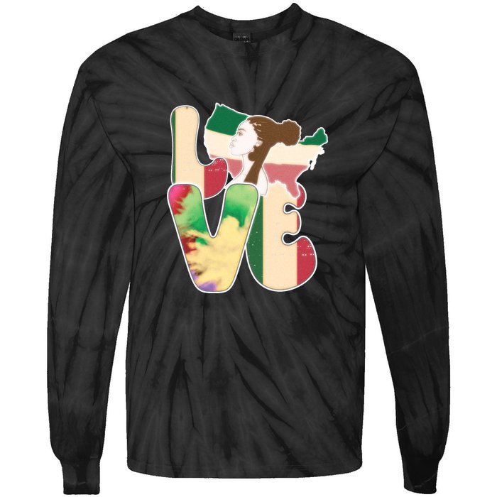 LOVE Black History Month Strong African Girl Gift Tie-Dye Long Sleeve Shirt