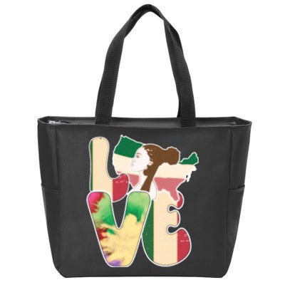 LOVE Black History Month Strong African Girl Gift Zip Tote Bag