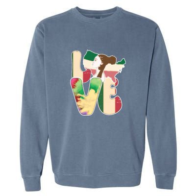 LOVE Black History Month Strong African Girl Gift Garment-Dyed Sweatshirt