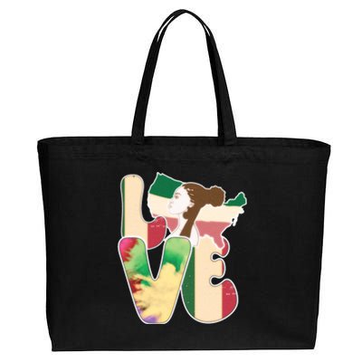 LOVE Black History Month Strong African Girl Gift Cotton Canvas Jumbo Tote