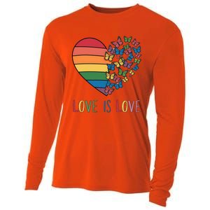 Lgbt Butterfly Heart Rainbow Love Is Love Lesbian Pride Gift Cooling Performance Long Sleeve Crew