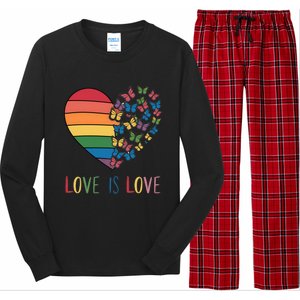 Lgbt Butterfly Heart Rainbow Love Is Love Lesbian Pride Gift Long Sleeve Pajama Set