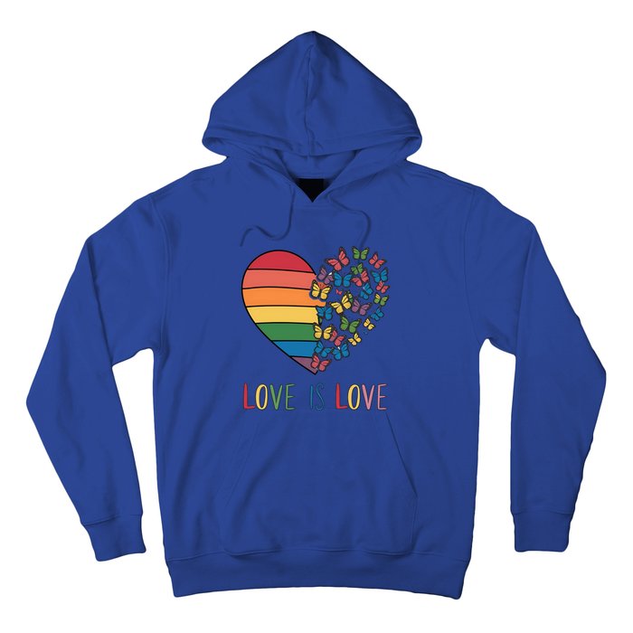 Lgbt Butterfly Heart Rainbow Love Is Love Lesbian Pride Gift Hoodie