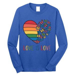 Lgbt Butterfly Heart Rainbow Love Is Love Lesbian Pride Gift Long Sleeve Shirt