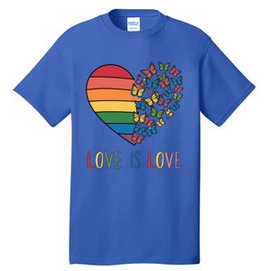 Lgbt Butterfly Heart Rainbow Love Is Love Lesbian Pride Gift Tall T-Shirt