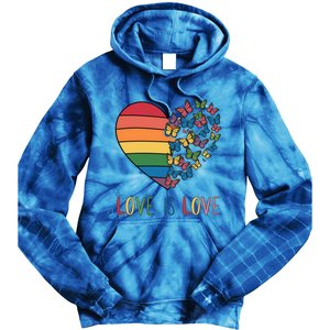 Lgbt Butterfly Heart Rainbow Love Is Love Lesbian Pride Gift Tie Dye Hoodie