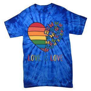 Lgbt Butterfly Heart Rainbow Love Is Love Lesbian Pride Gift Tie-Dye T-Shirt