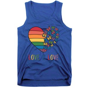 Lgbt Butterfly Heart Rainbow Love Is Love Lesbian Pride Gift Tank Top