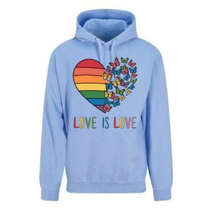 Lgbt Butterfly Heart Rainbow Love Is Love Lesbian Pride Gift Unisex Surf Hoodie