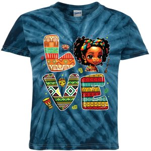 Love Black History Month Strong African Girl Kids Tie-Dye T-Shirt