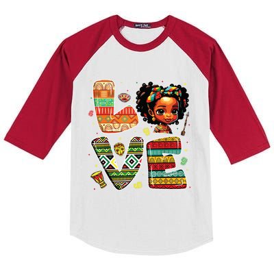 Love Black History Month Strong African Girl Kids Colorblock Raglan Jersey