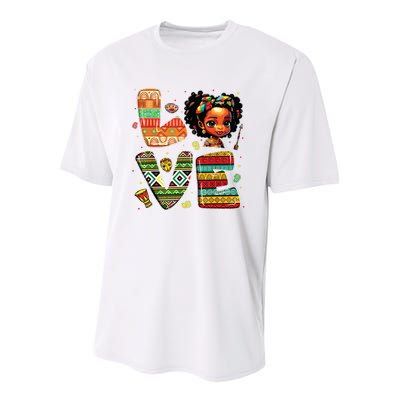 Love Black History Month Strong African Girl Youth Performance Sprint T-Shirt