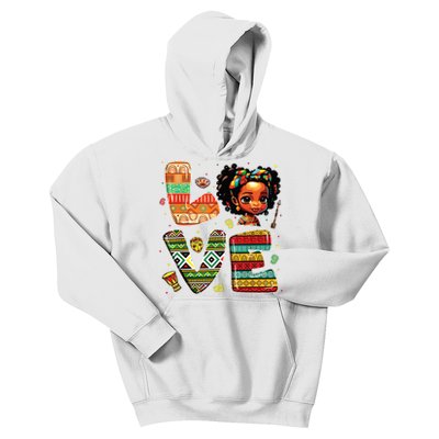 Love Black History Month Strong African Girl Kids Hoodie