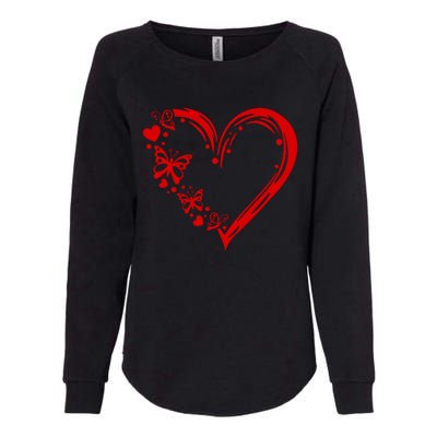 Love Butterfly Heart Womens California Wash Sweatshirt