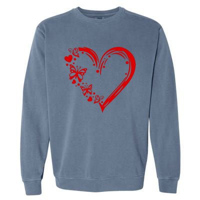 Love Butterfly Heart Garment-Dyed Sweatshirt