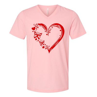 Love Butterfly Heart V-Neck T-Shirt