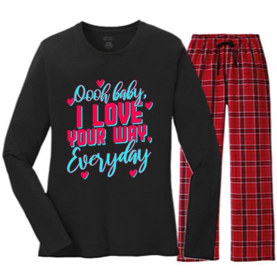 LyricLyfe BABY I LOVE YOUR WAY Women's Long Sleeve Flannel Pajama Set 