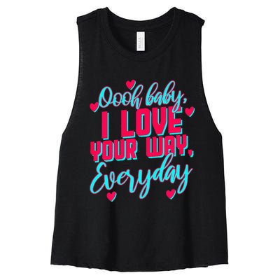 LyricLyfe BABY I LOVE YOUR WAY Women's Racerback Cropped Tank