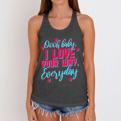 LyricLyfe BABY I LOVE YOUR WAY Women's Knotted Racerback Tank