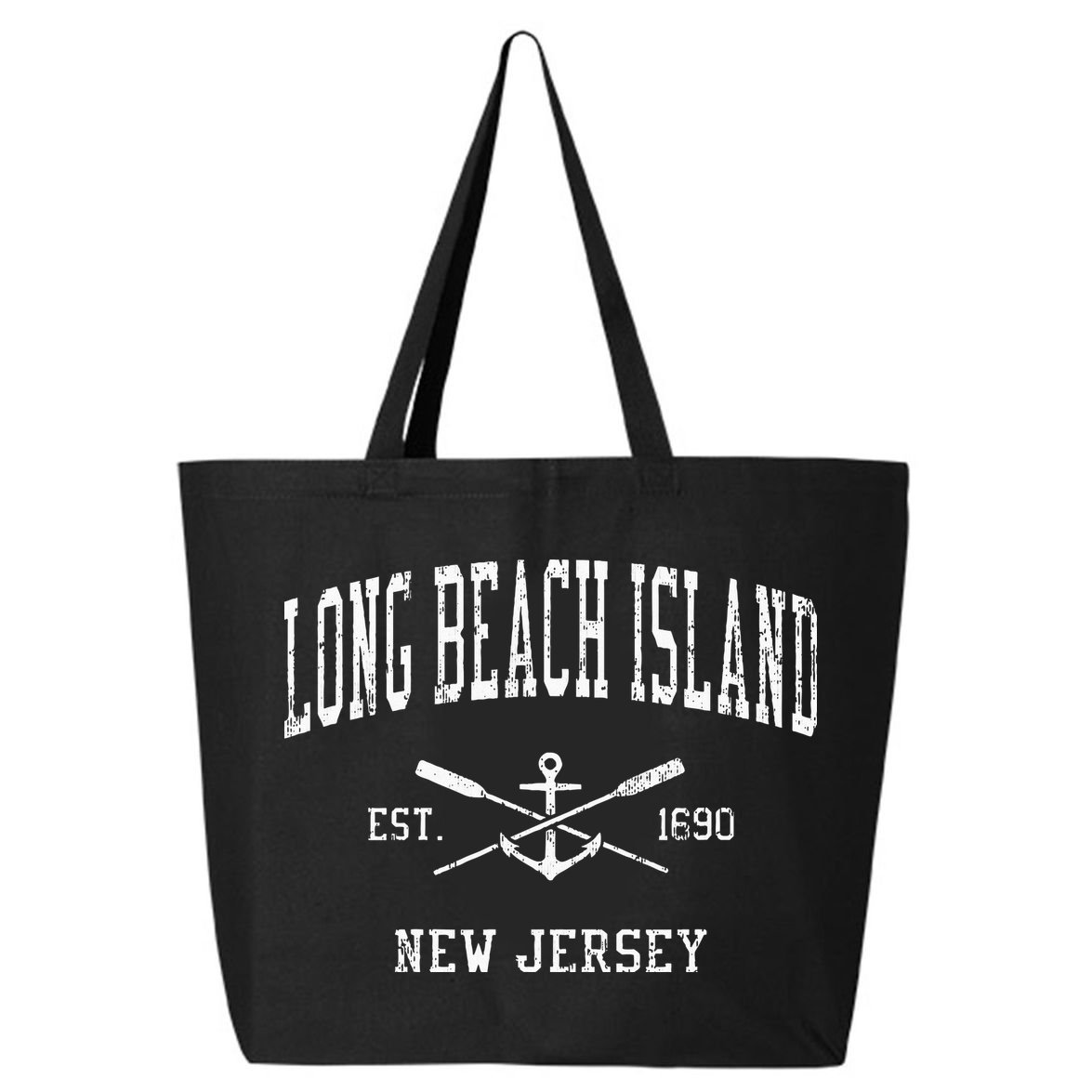 Long Beach Island Nj Vintage Crossed Oars & Boat Anchor Spor 25L Jumbo Tote