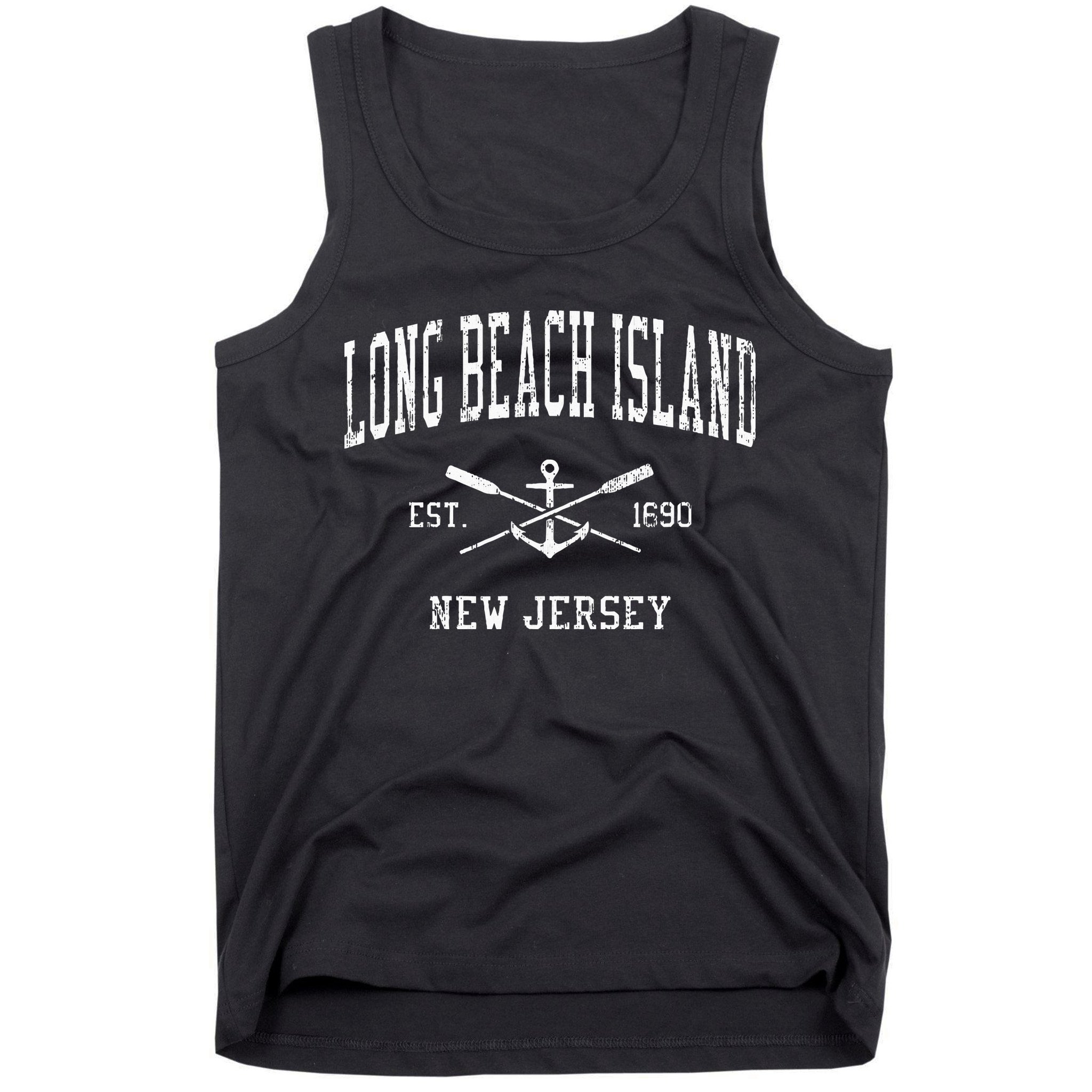 Long Beach Island Nj Vintage Crossed Oars & Boat Anchor Spor Tank Top