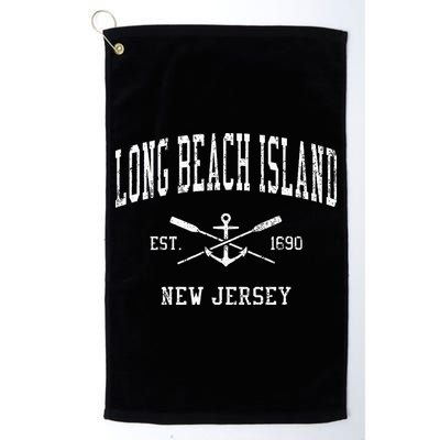Long Beach Island Nj Vintage Crossed Oars & Boat Anchor Spor Golf Towel