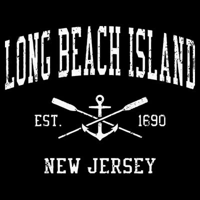 Long Beach Island NJ Vintage Crossed Oars & Boat Anchor Spor T-Shirt