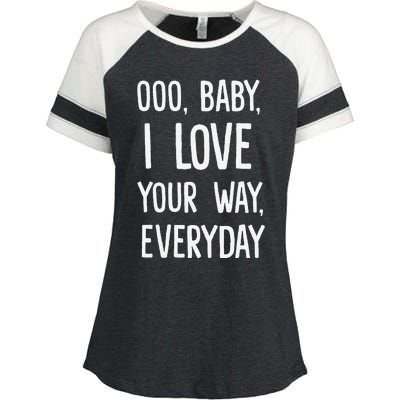 Lyriclyfe Baby I Love Your Way By Peter Frampton Enza Ladies Jersey Colorblock Tee