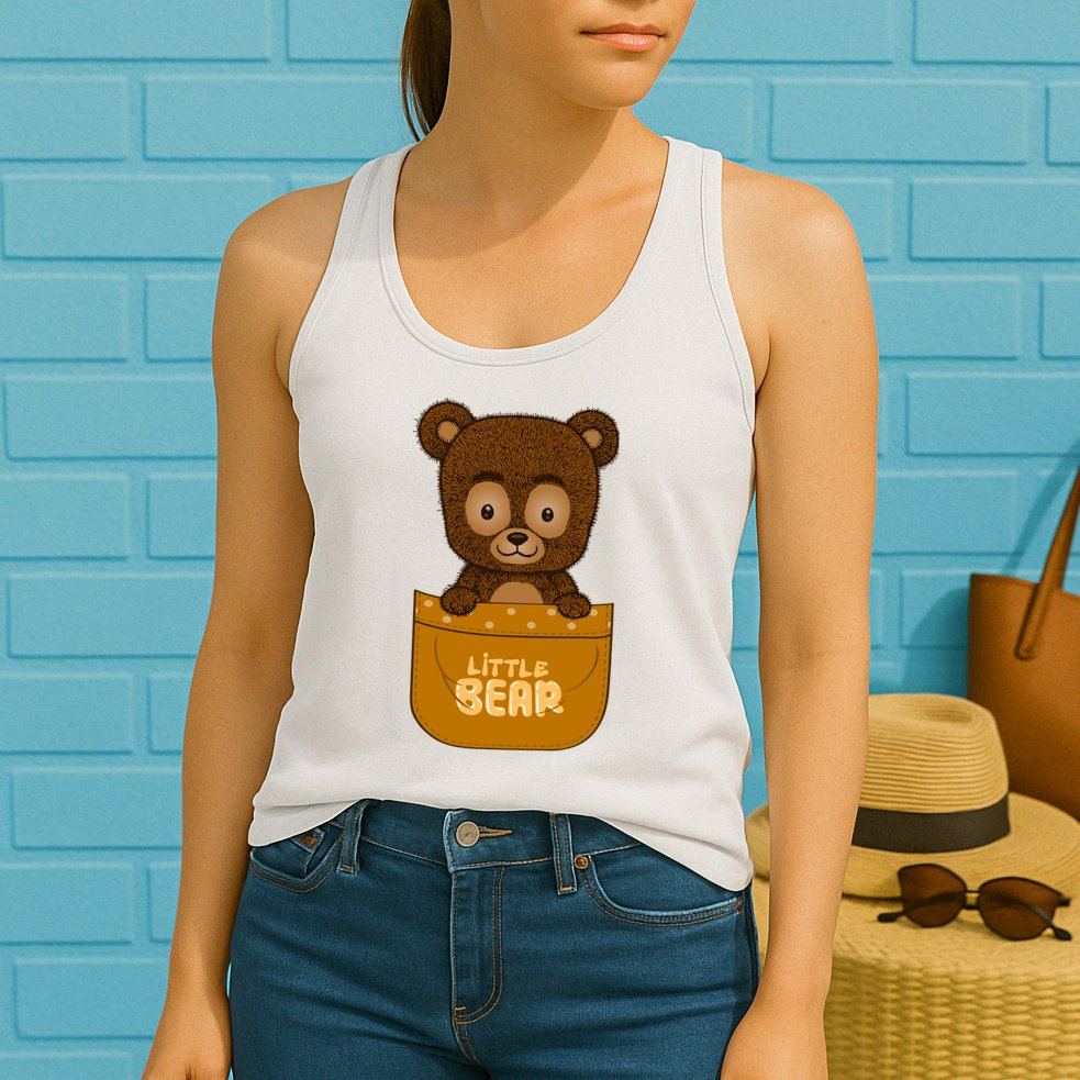 Little Bear Inside The Pocket Womens Tank Top