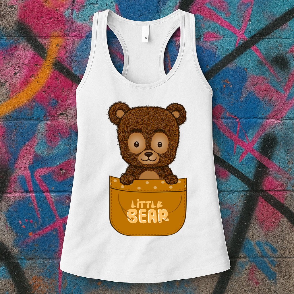 Little Bear Inside The Pocket Womens Tank Top