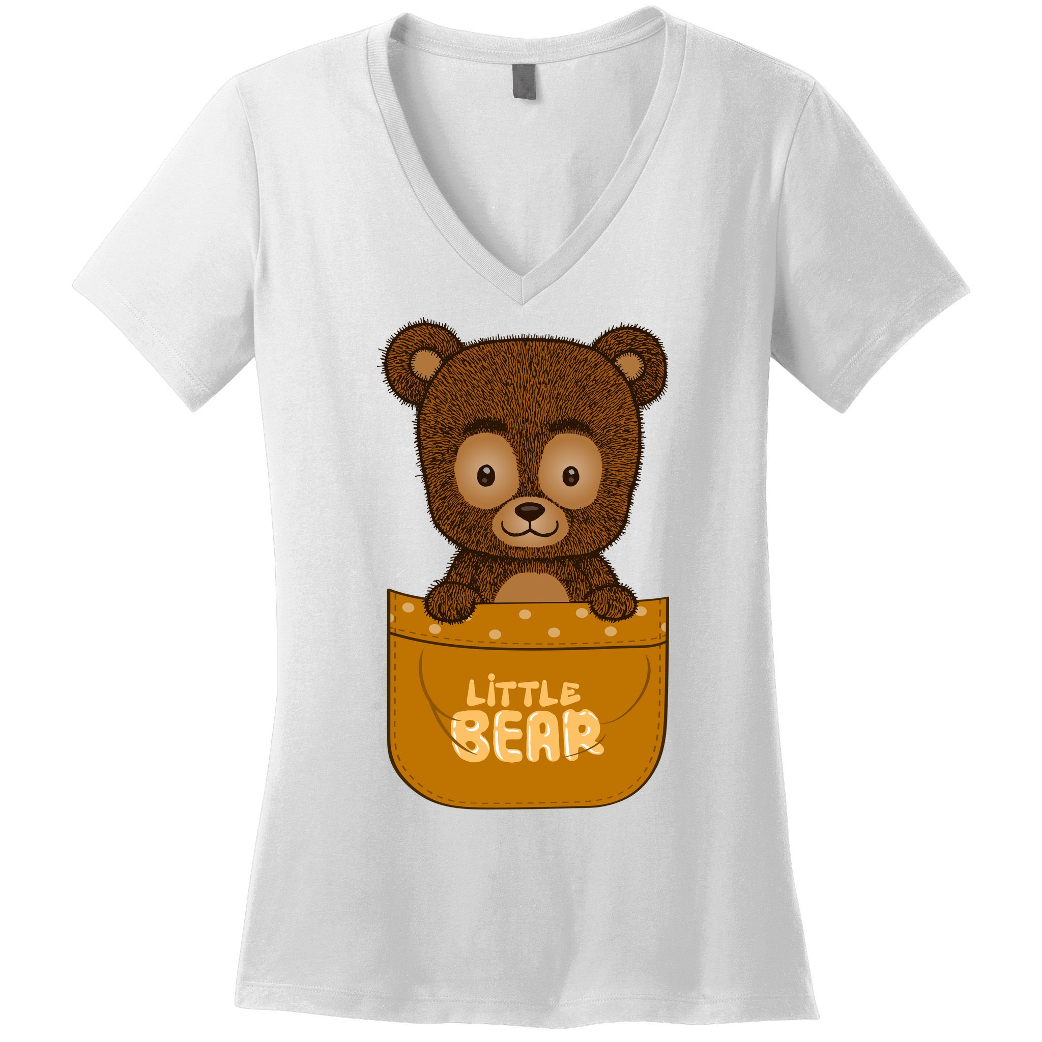 Little Bear Inside The Pocket Women's V-Neck T-Shirt