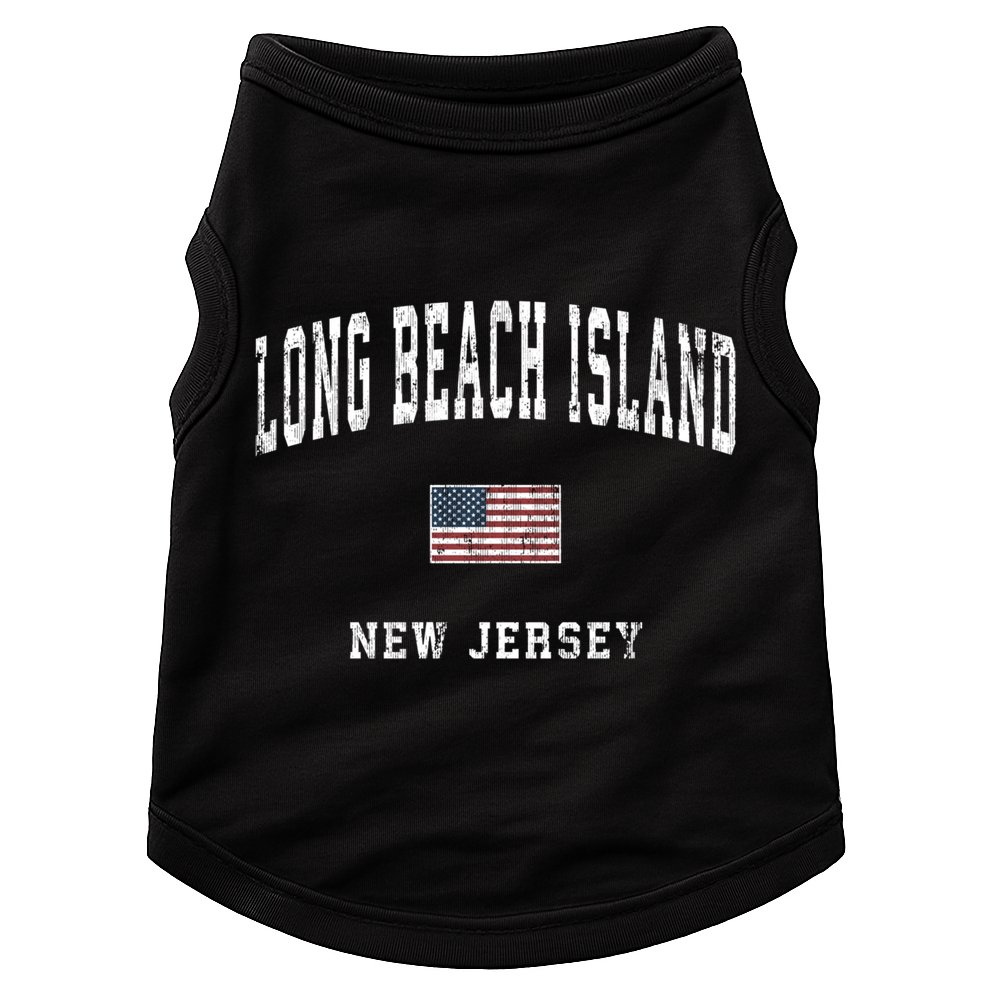 Long Beach Island New Jersey Nj Vintage American Flag Sports Gift Doggie Tank
