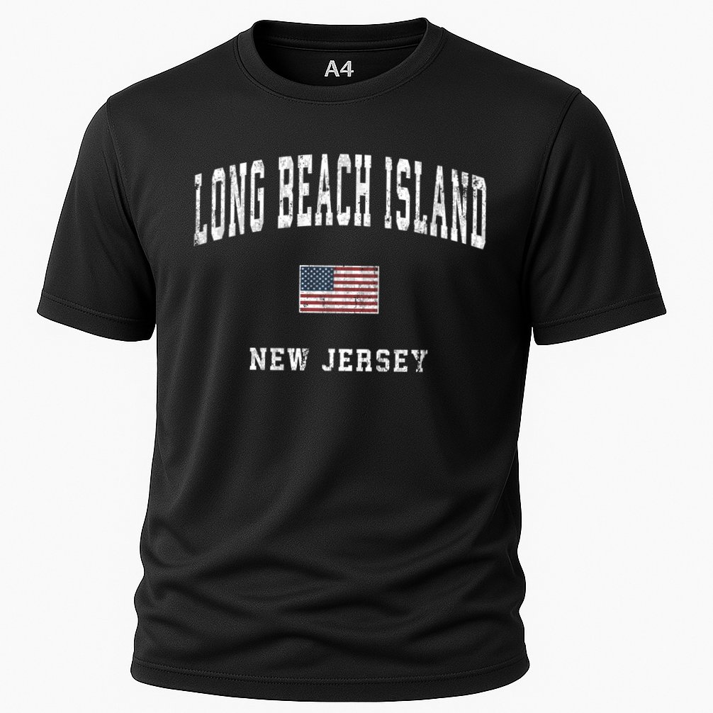 Long Beach Island New Jersey Nj Vintage American Flag Sports Gift Performance Shirt