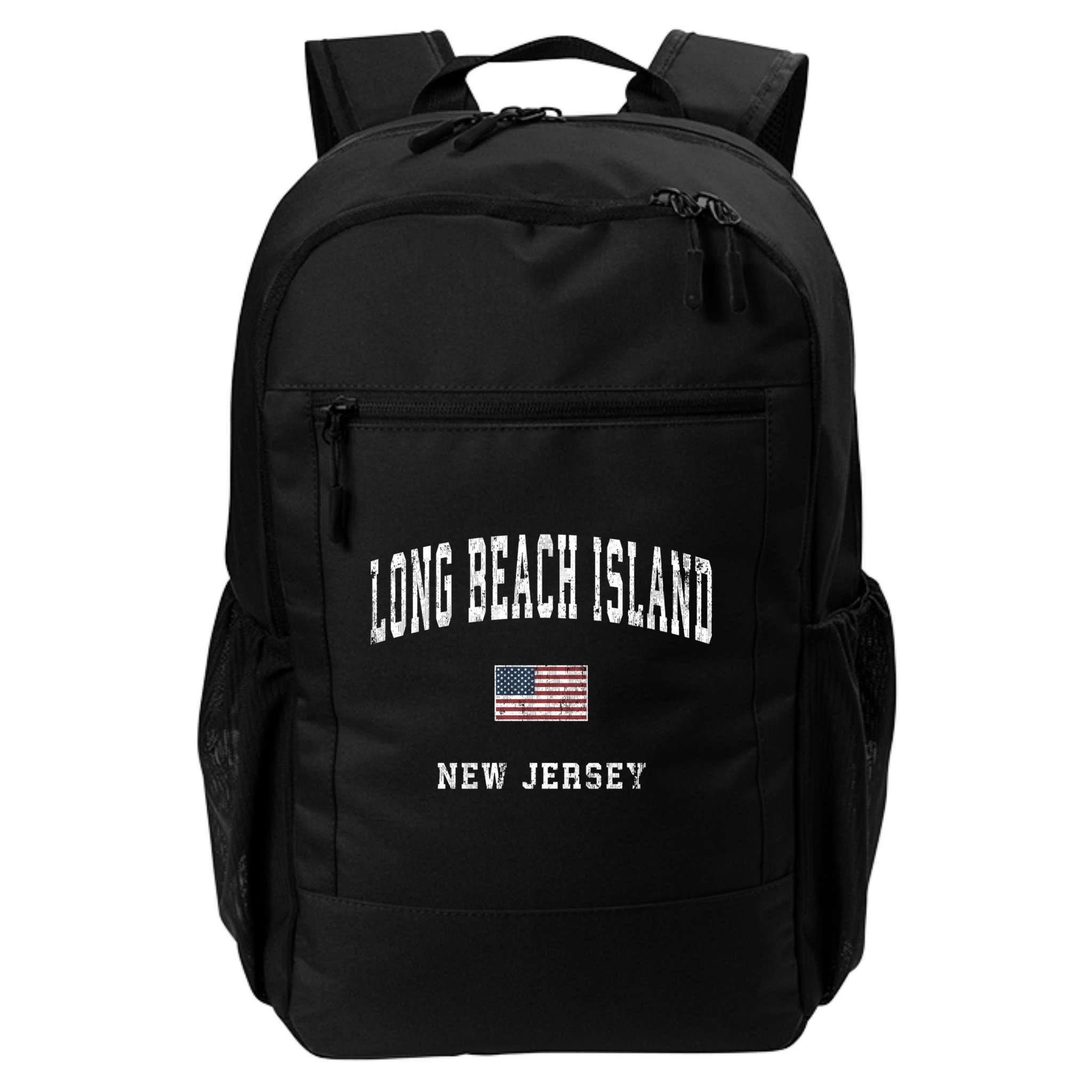 Long Beach Island New Jersey Nj Vintage American Flag Sports Gift Backpack