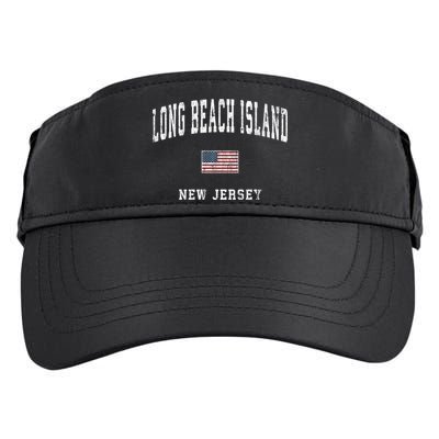 Long Beach Island New Jersey Nj Vintage American Flag Sports Gift Adult Drive Performance Visor