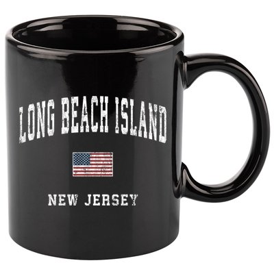 Long Beach Island New Jersey Nj Vintage American Flag Sports Gift 11oz C Handle Ceramic Mug