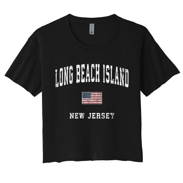 Long Beach Island New Jersey Nj Vintage American Flag Sports Gift Crop Top