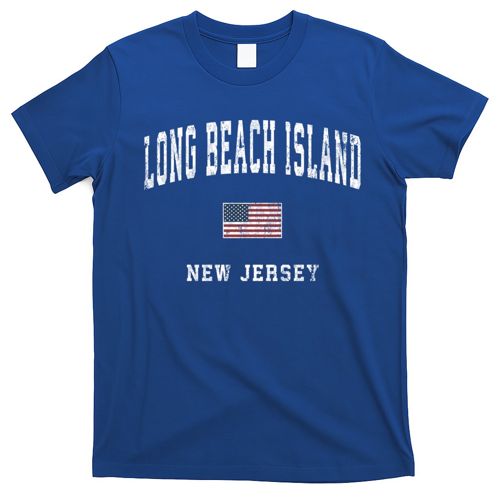 Long Beach Island New Jersey Nj Vintage American Flag Sports Gift T-Shirt
