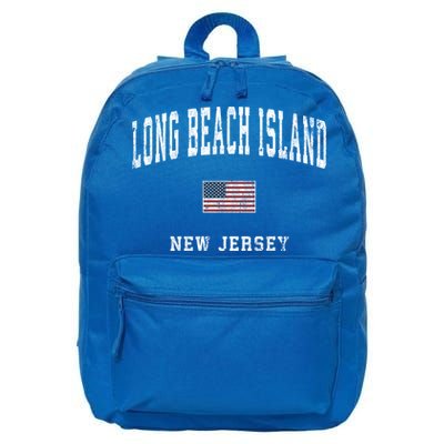 Long Beach Island New Jersey Nj Vintage American Flag Sports Gift 16 in Basic Backpack