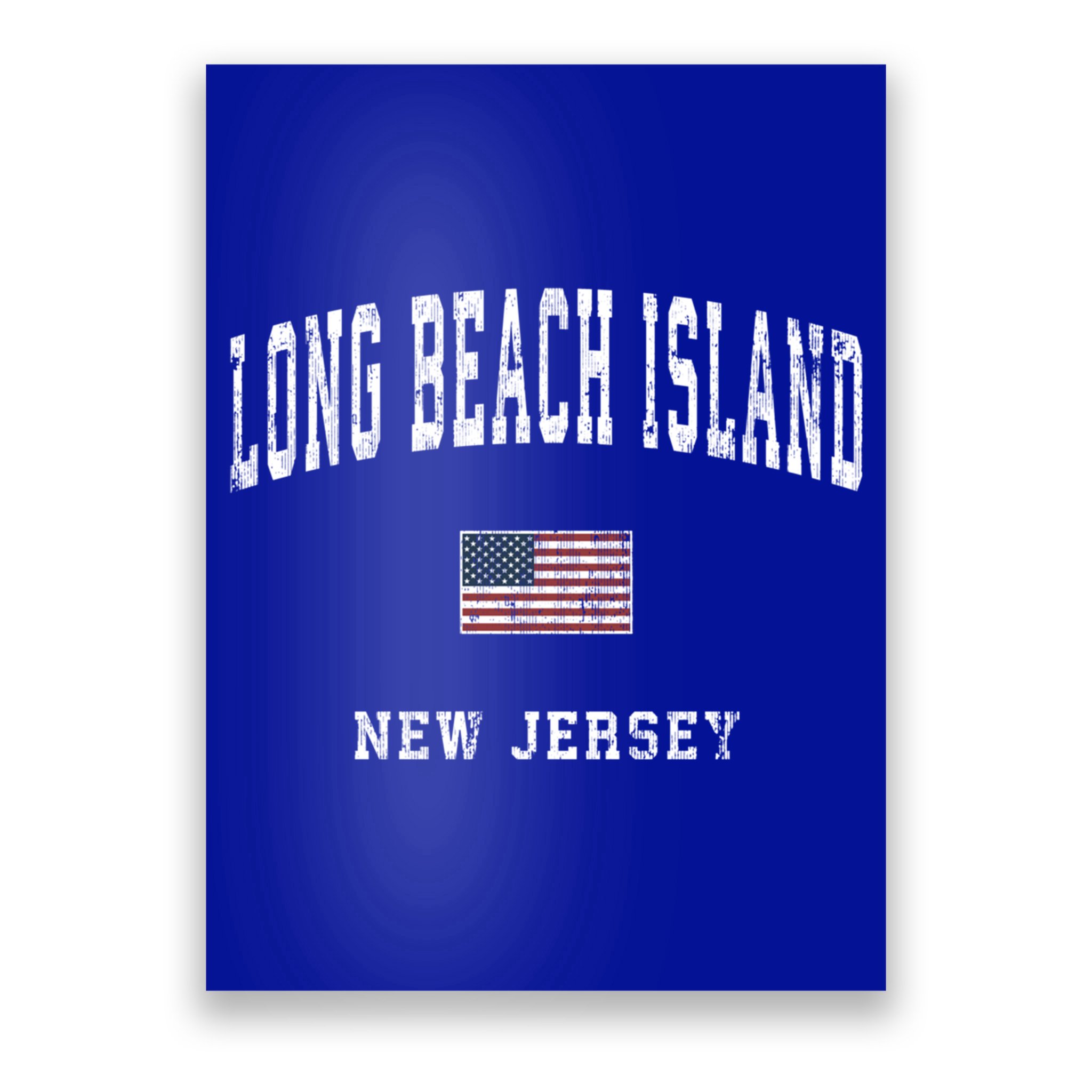 Long Beach Island New Jersey Nj Vintage American Flag Sports Gift Poster