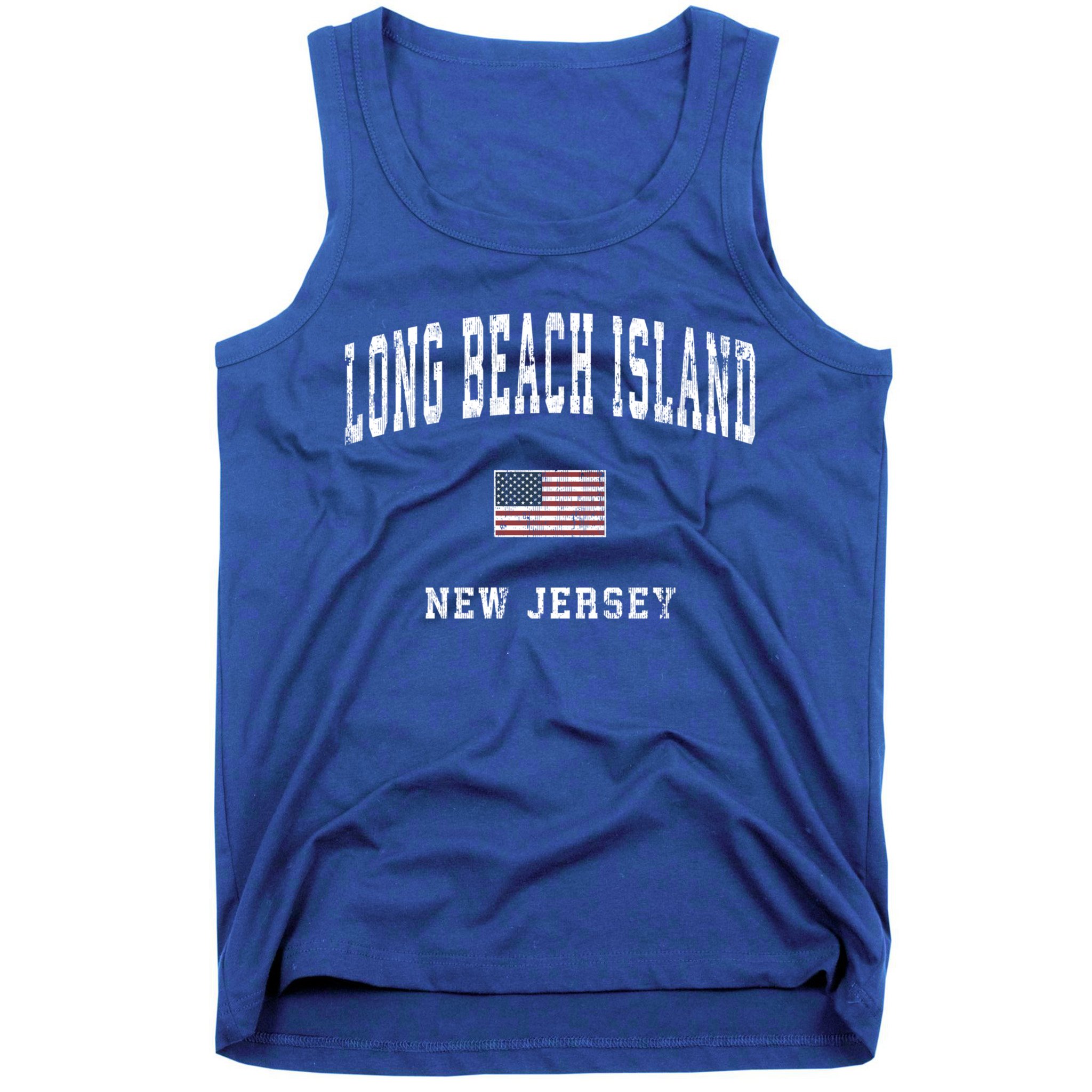 Long Beach Island New Jersey Nj Vintage American Flag Sports Gift Tank Top