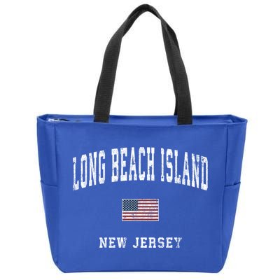 Long Beach Island New Jersey Nj Vintage American Flag Sports Gift Zip Tote Bag