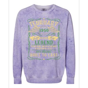 Legend Born In FEBRUARY 1950 73th Birthday Gift Colorblast Crewneck Sweatshirt