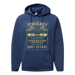 Legend Born In FEBRUARY 1950 73th Birthday Gift Performance Fleece Hoodie