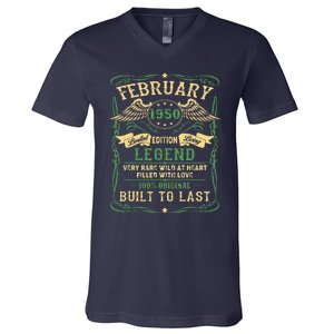 Legend Born In FEBRUARY 1950 73th Birthday Gift V-Neck T-Shirt