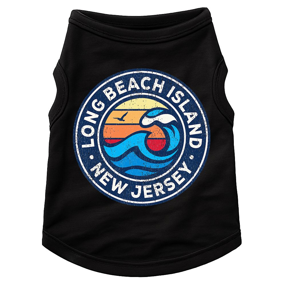 Long Beach Island New Jersey Nj Vintage Nautical Waves Desig Doggie Tank