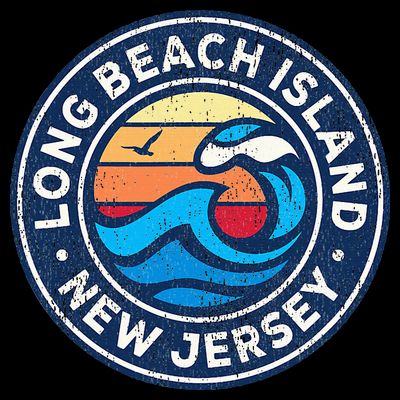 Long Beach Island New Jersey Nj Vintage Nautical Waves Desig T-Shirt